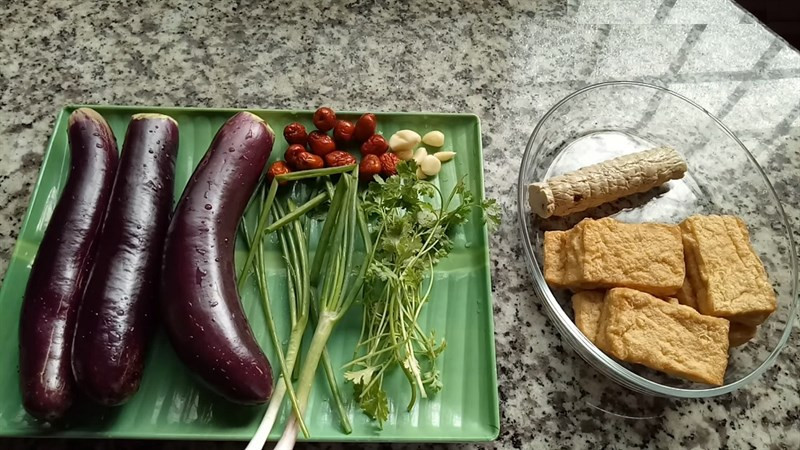 Nguyên liệu cà tím kho đậu hũ