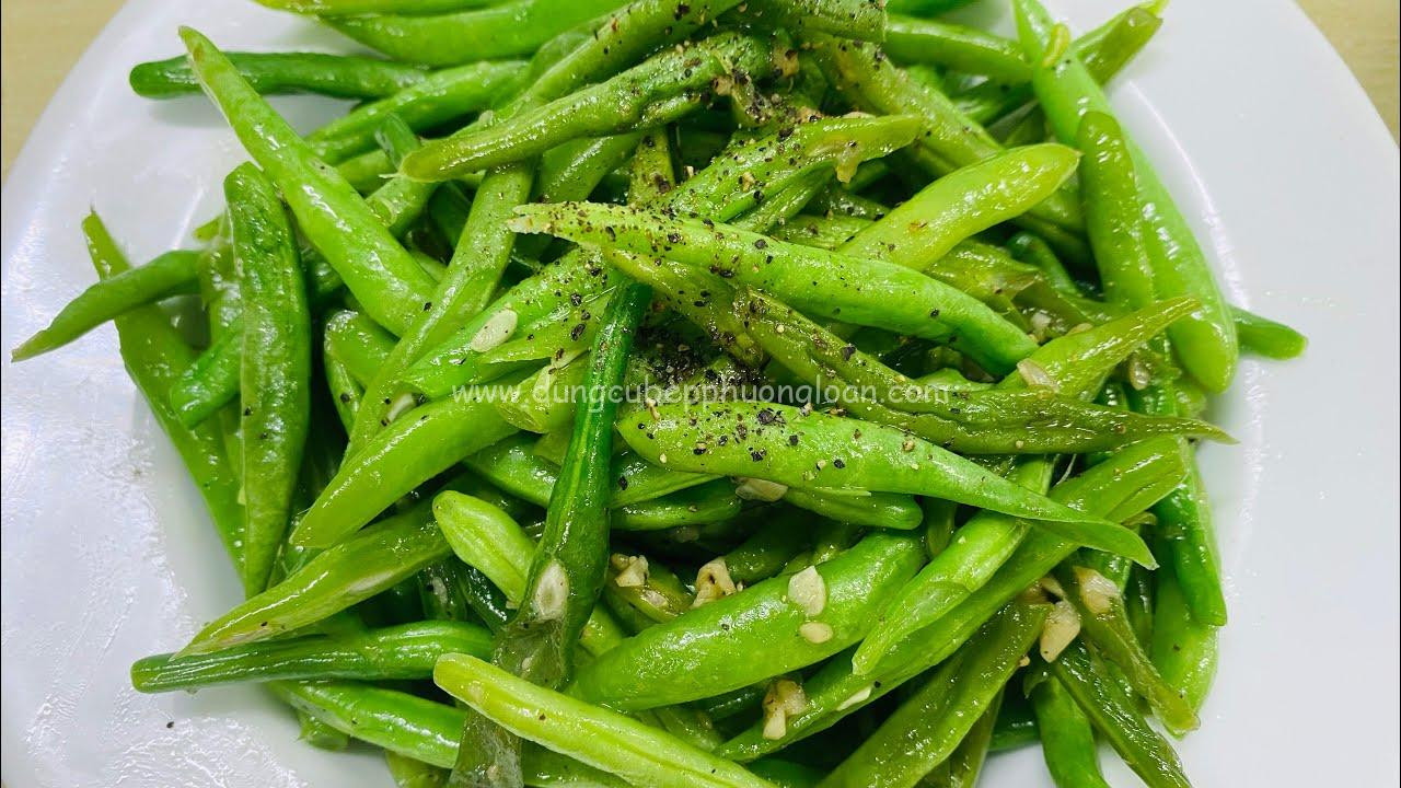 Đậu que tươi sau khi rửa sạch