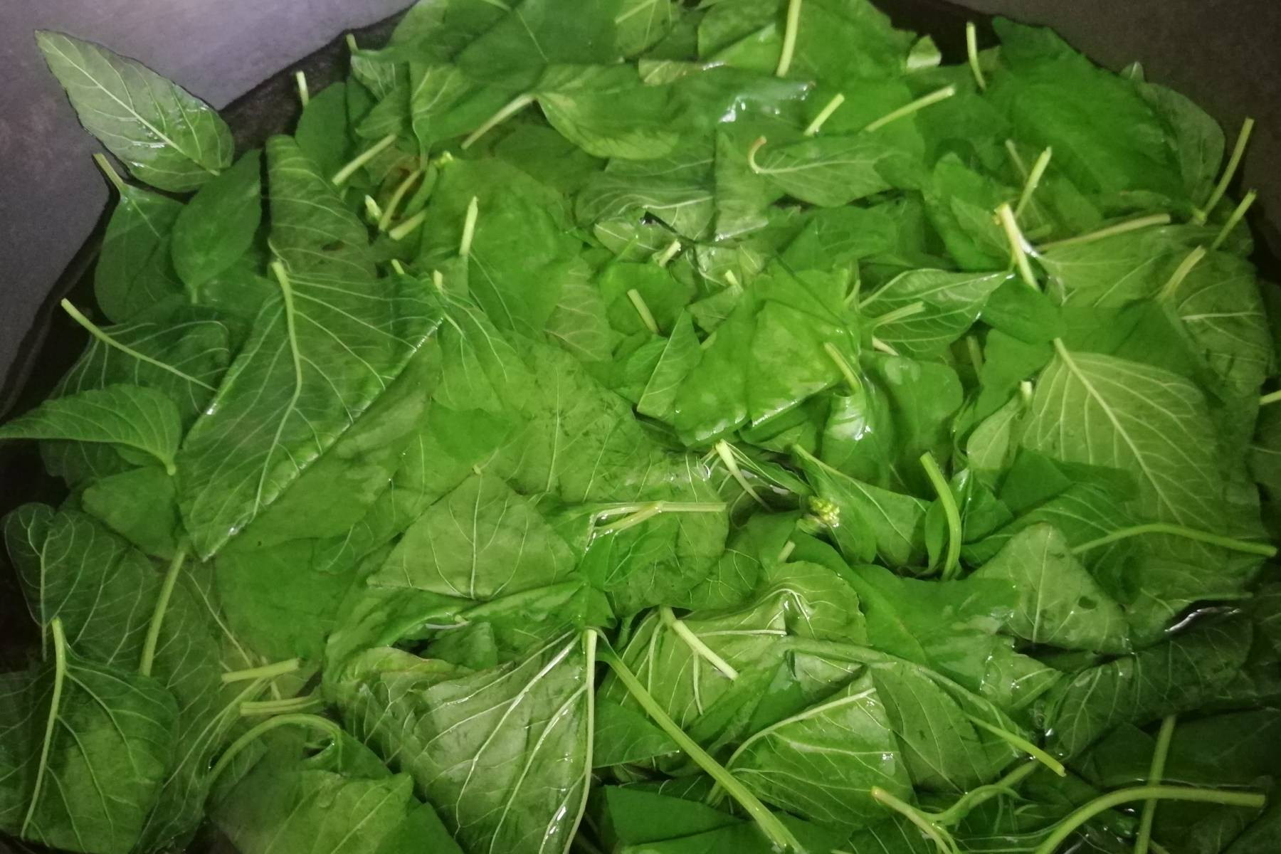 Chần rau dền để giữ màu xanh tươi