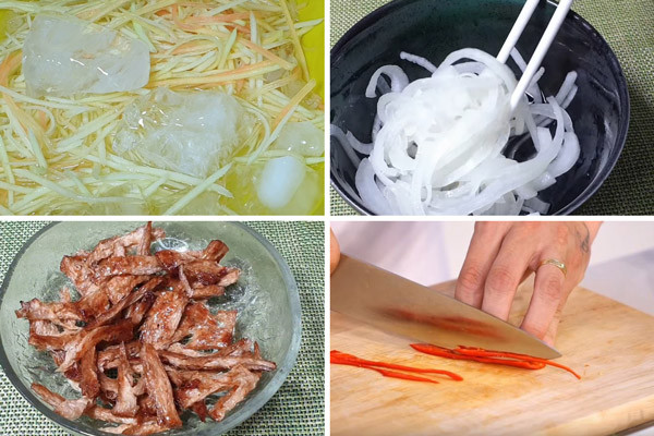 Nguyên liệu làm gỏi đu đủ chay