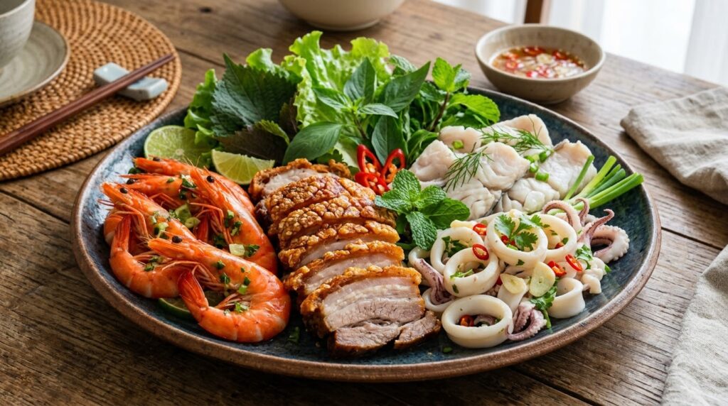 Hướng Dẫn Nấu Bún Mắm Miền Tây Dễ Làm, Đậm Đà Tại Nhà 2 Nguyên liệu gồm Tôm - Thịt heo quay - Mực,...