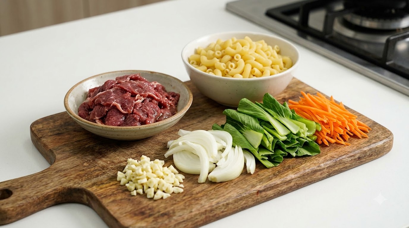 nui xào bò - các bước thực hiện chi tiết