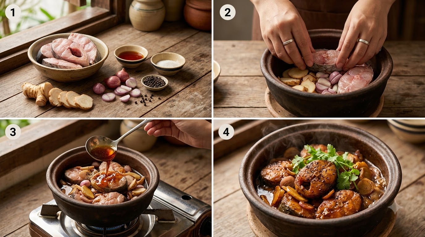 cá kho riềng - các bước thực hiện chi tiết