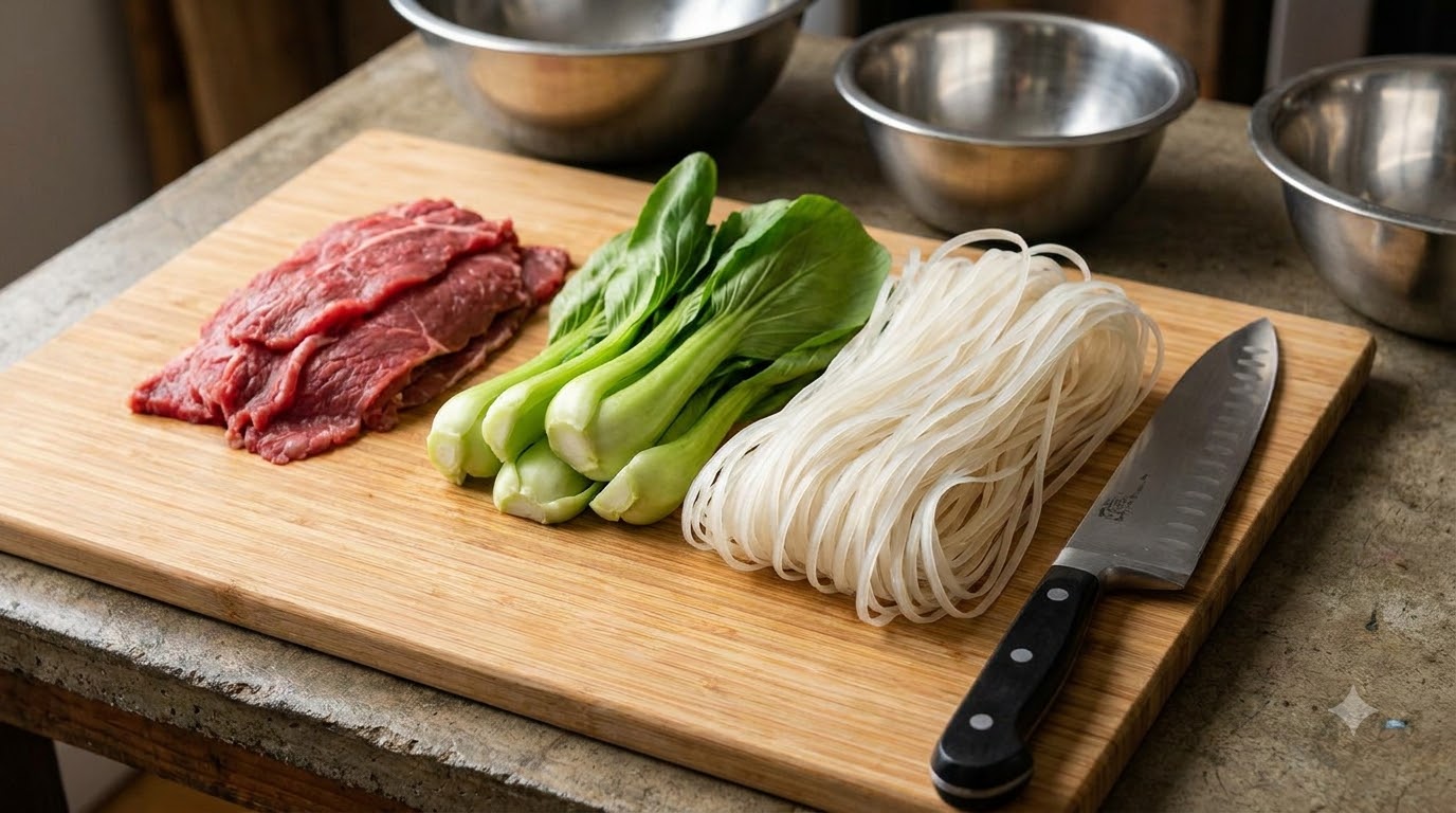hủ tiếu xào - các bước thực hiện chi tiết