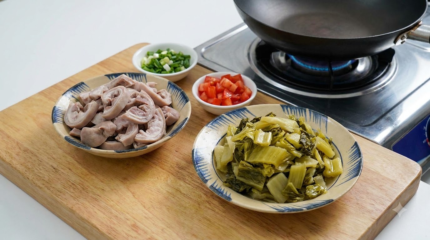 lòng xào dưa - các bước thực hiện chi tiết