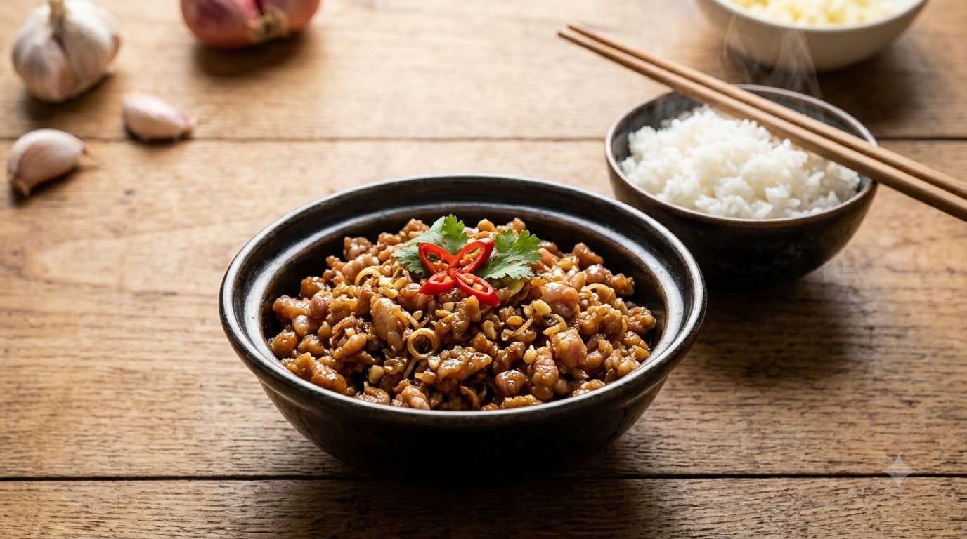 mắm tép chưng thịt - kết quả thành phẩm