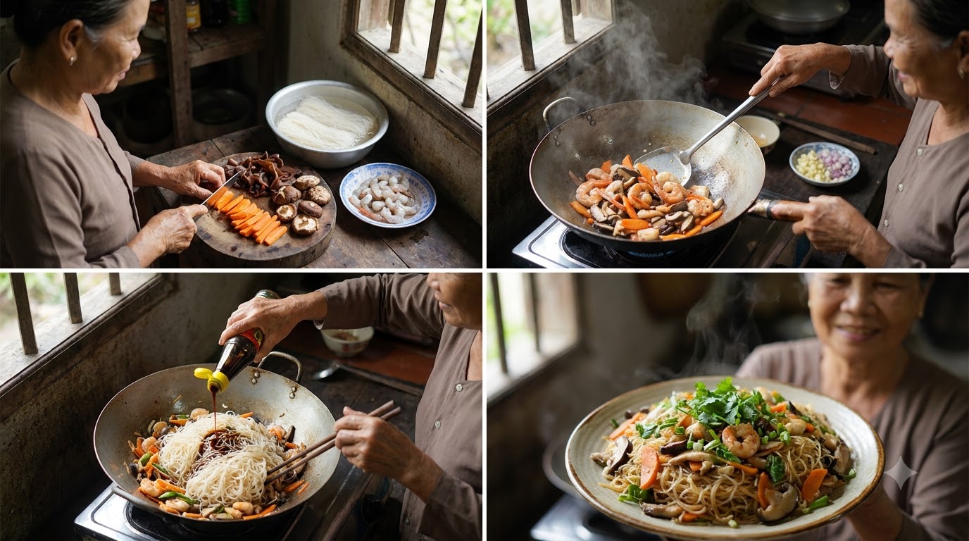 miến xào - kết quả thành phẩm miến xào - kết quả thành phẩm
