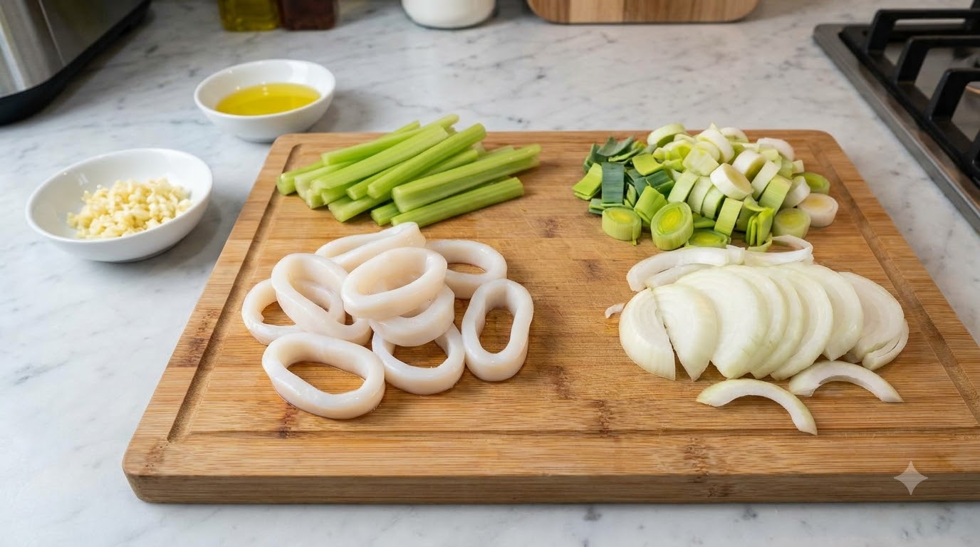 mực xào - tổng quan và chuẩn bị