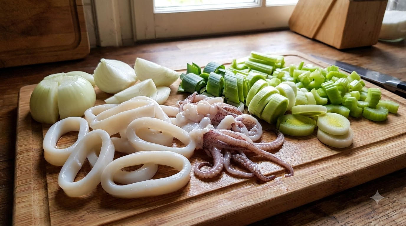 mực xào - các bước thực hiện chi tiết