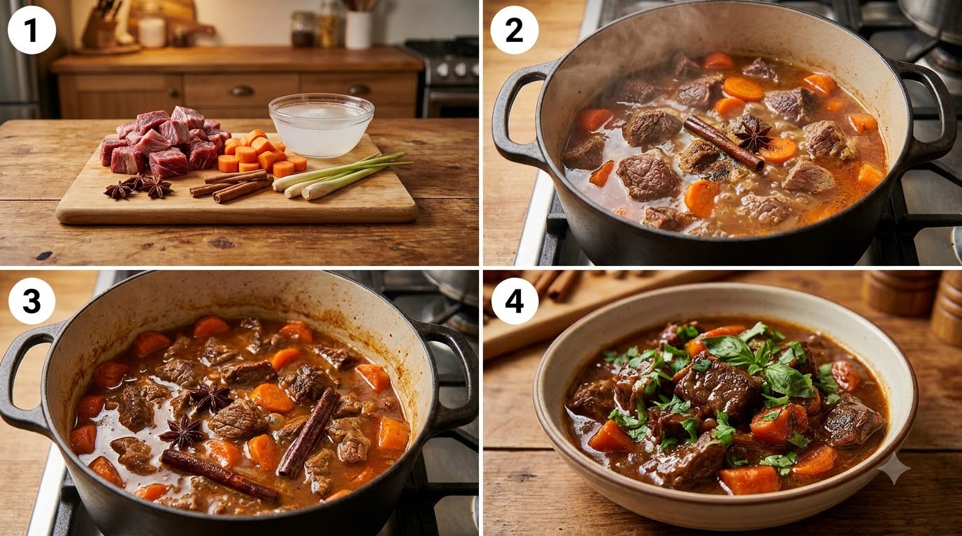 nau bo kho - các bước thực hiện chi tiết nau bo kho - các bước thực hiện chi tiết