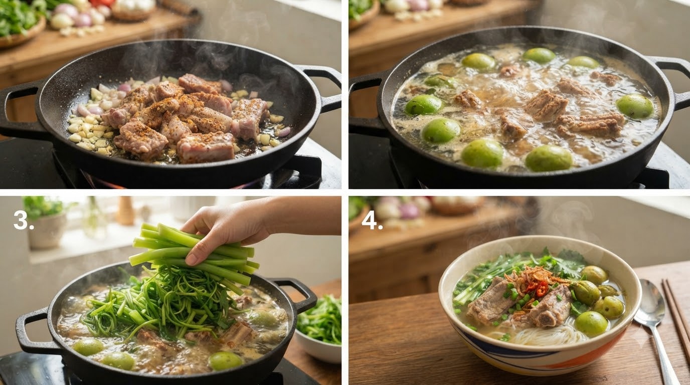 bún sườn chua - các bước thực hiện chi tiết bún sườn chua - các bước thực hiện chi tiết