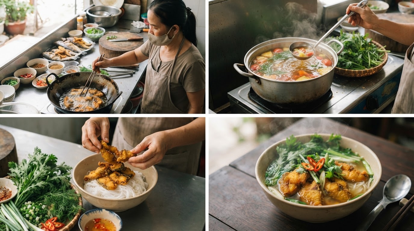 bún cá rô - các bước thực hiện chi tiết bún cá rô - các bước thực hiện chi tiết