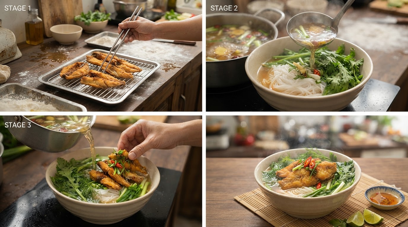 bún cá rô - kết quả thành phẩm bún cá rô - kết quả thành phẩm