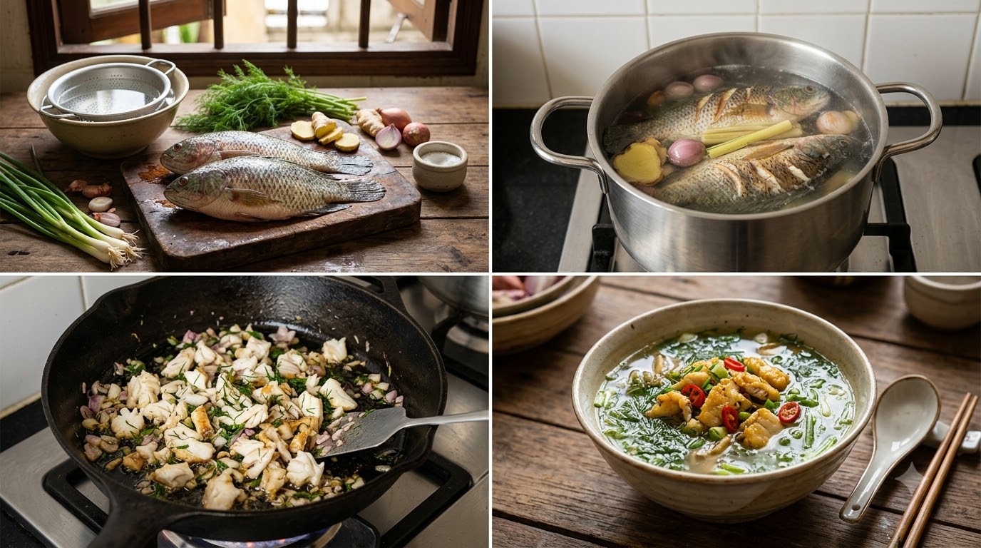 Các loại rau phổ biến thường dùng nấu cùng canh cá rô đồng