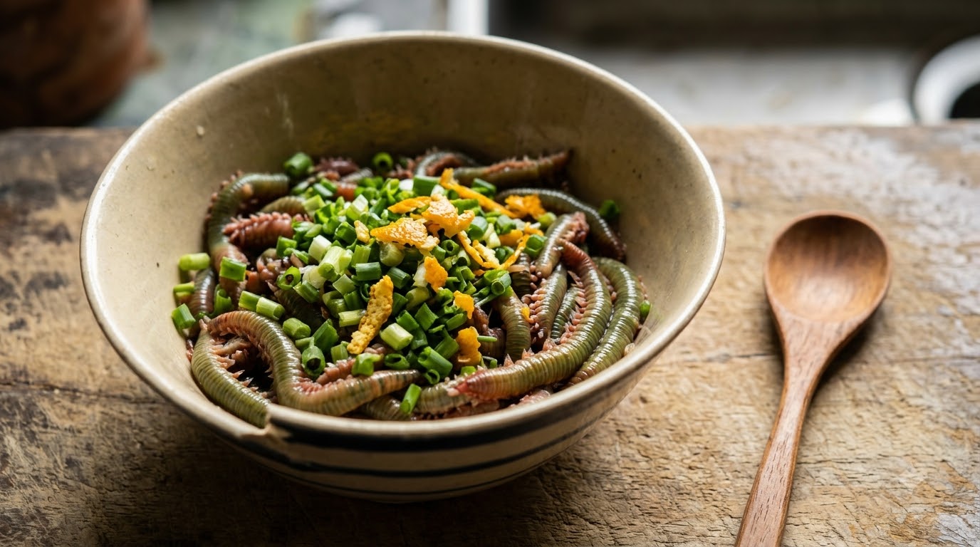 Rán chả rươi lửa vừa để vàng đều, không vỡ Miếng chả rươi đang rán trên chảo với mặt ngoài se vàng và mép chả chắc lại
