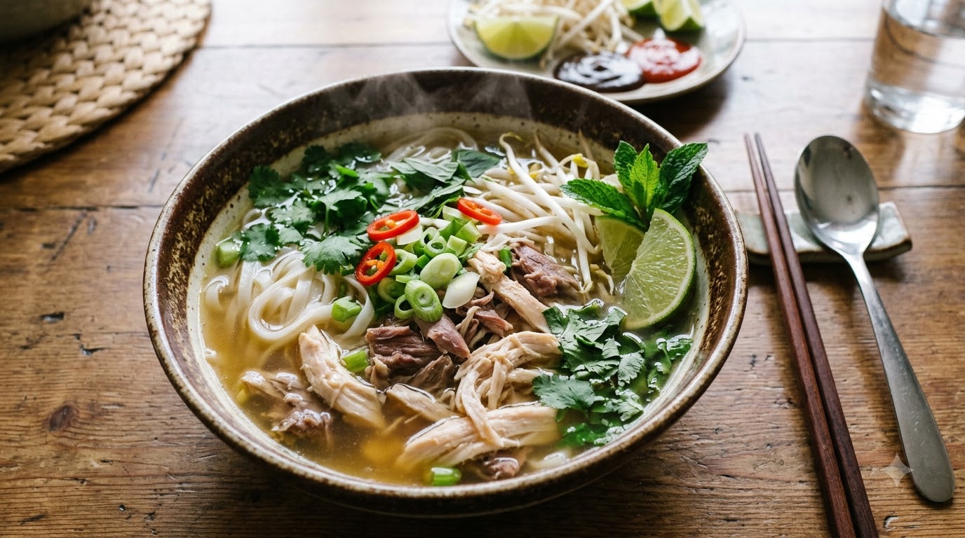 Nguyên liệu và cách nấu phở gà chuẩn vị